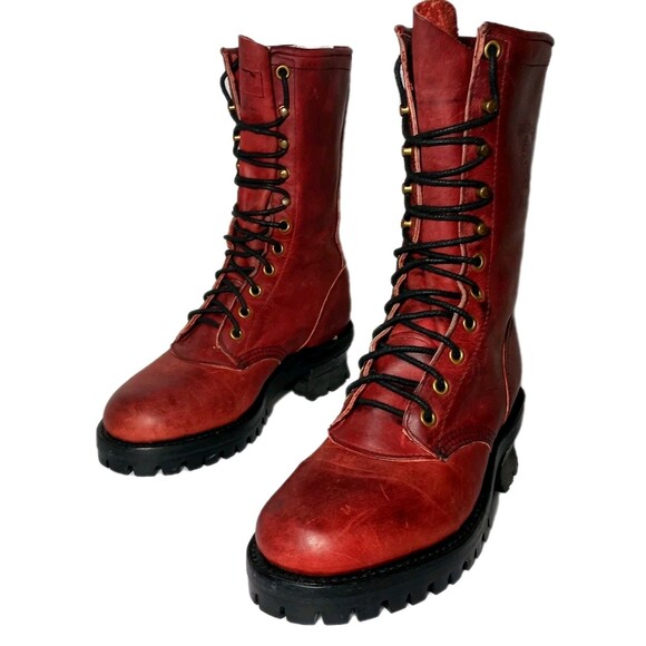 Chippewa Sport ILITY Red Wine Oxblood Oiled Leather 11" Logger Boots Womens Sz 6 - Picture 1 of 15